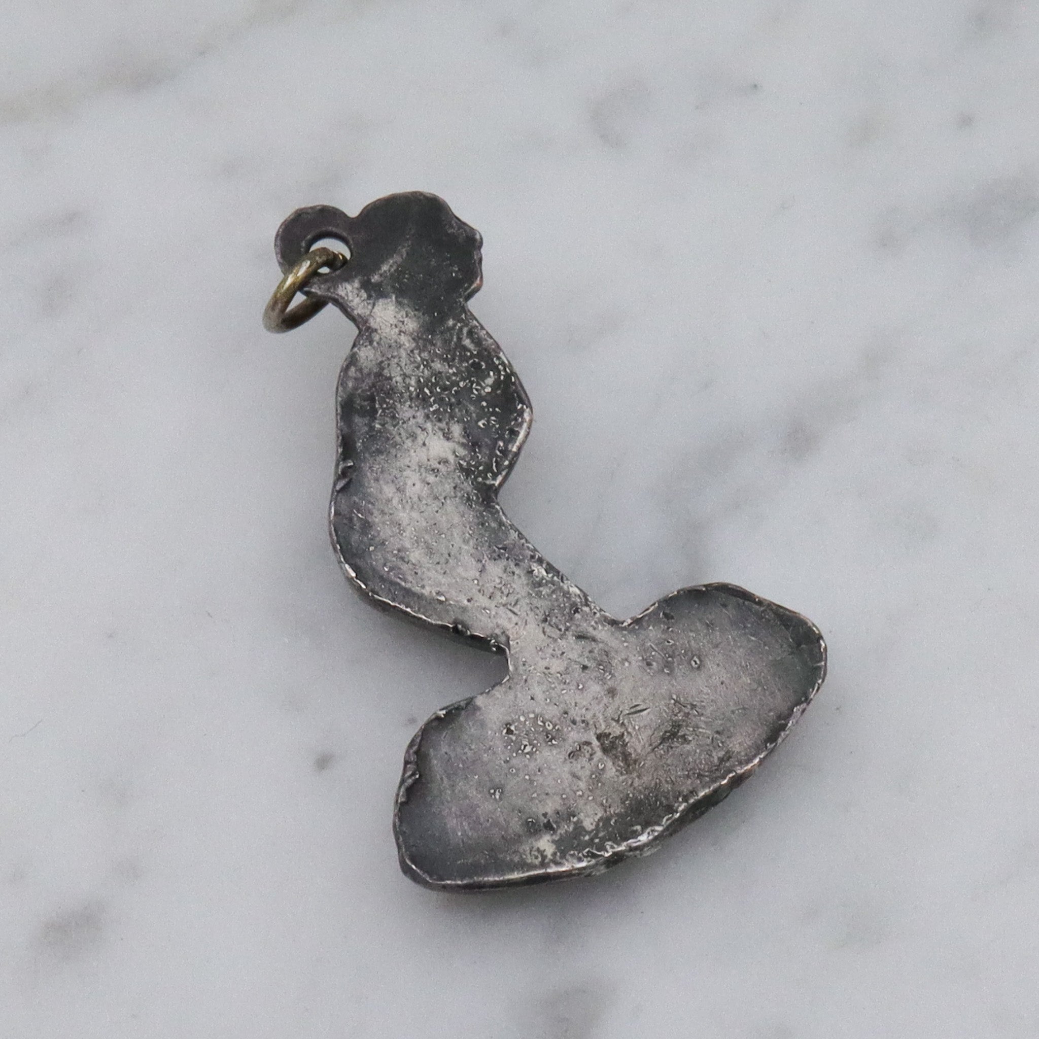 Rare Antique silver plated "September Mourn" statue charm pendant